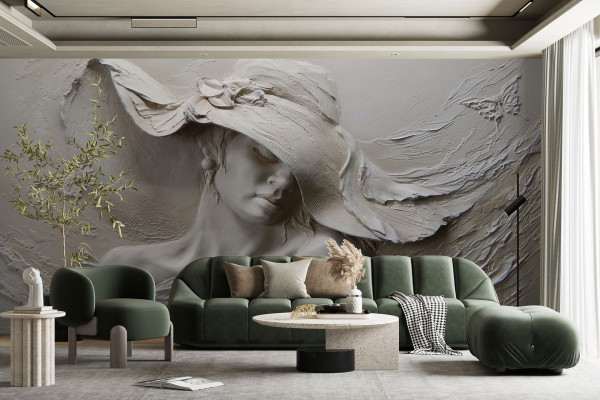 Фотошпалери 3D Фреска «Дівчина в капелюсі»