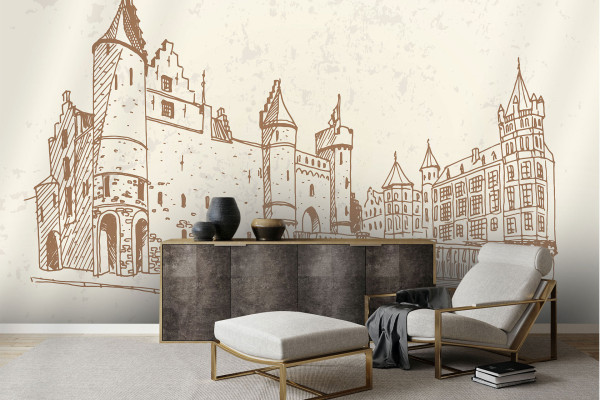 Фотошпалери 3D Стародавнє місто, замальовка