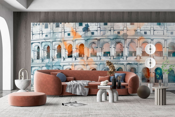 Фотошпалери 3D Малюнок стіна з арками