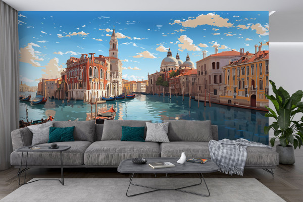 Фотошпалери 3D Фреска «Канали Венеції»