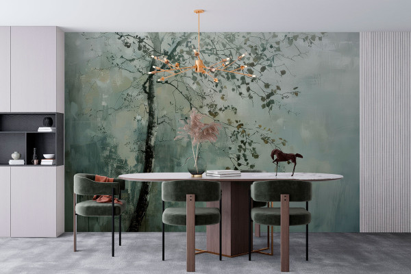 Фотошпалери Береза в ранковому тумані