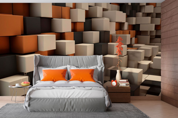 Фотошпалери Триколірна кубічна абстракція