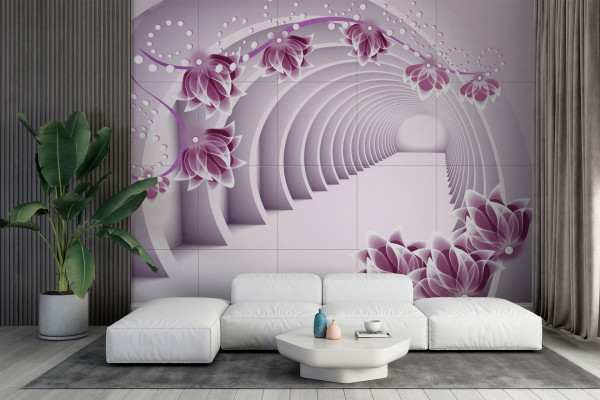 Фотошпалери 3D Тунель у рожевих тонах