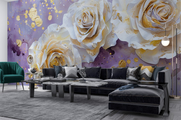 Фотошпалери 3D Шикарні троянди з текстурою