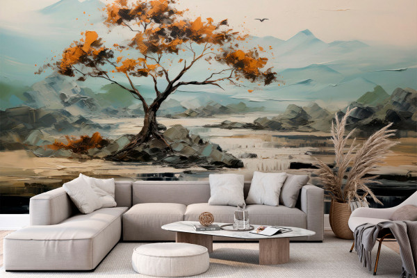 Фотошпалери Текстурна картина олією, японські мотиви