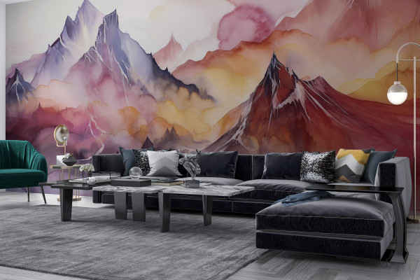 Фотошпалери Малюнок гір аквареллю