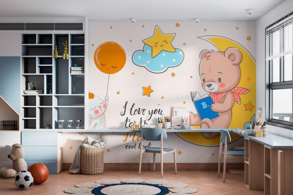 Фотошпалери дитячі Люблю тебе до місяця й назад