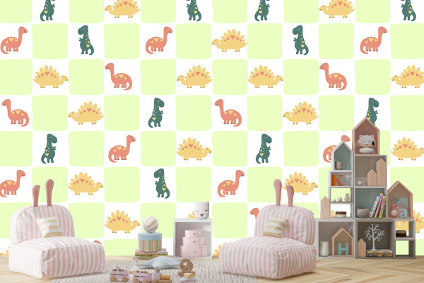 Фотошпалери дитячі Патерн з динозавриками