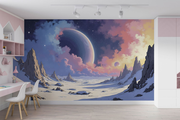 Фотошпалери Сніжна пустеля й космос