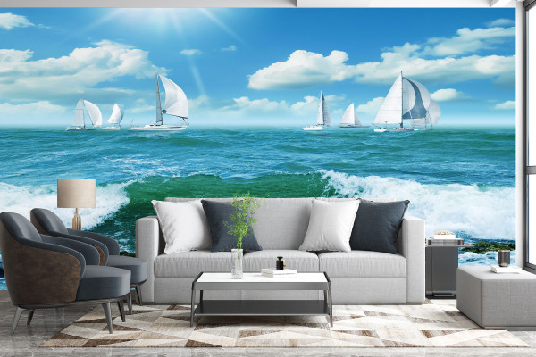 Фотошпалери Морський прибій і яхти