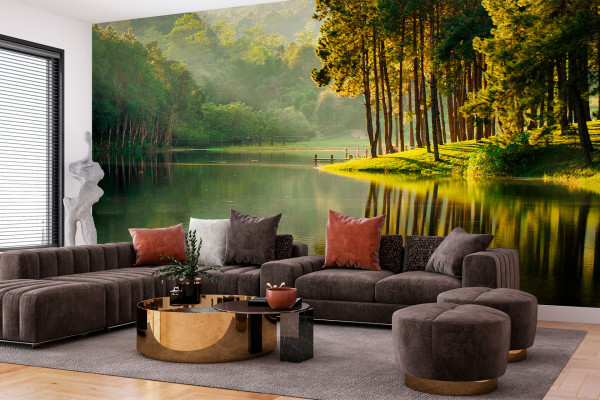 Фотошпалери Озеро і серпанок у лісі