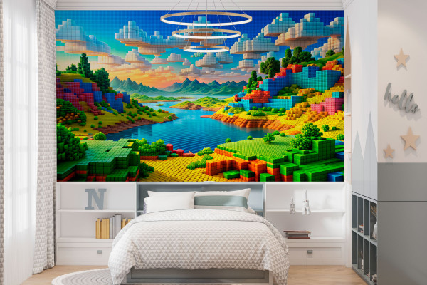 Фотошпалери Яскравий піксельний пейзаж