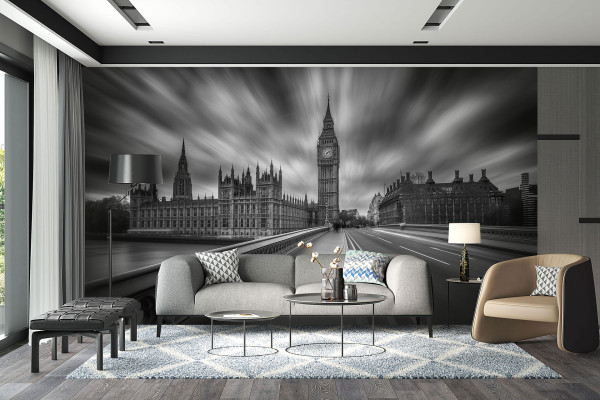 Фотошпалери Чорно-білий дизайн з краєвидом Лондона